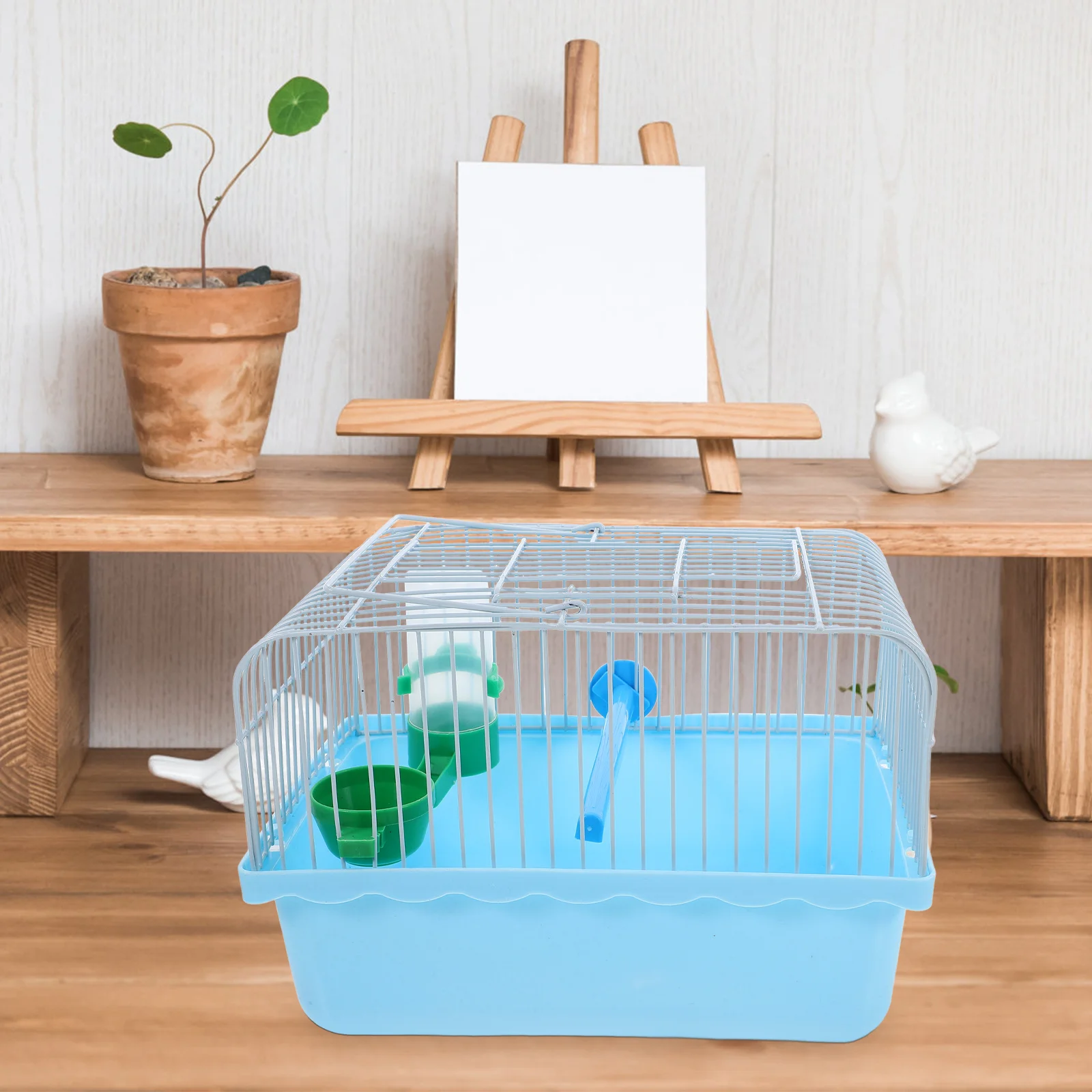 

Comfortable Cage Portable Pet Carrier for Small Birds Parakeets Conure with Perch Food Box Waterer