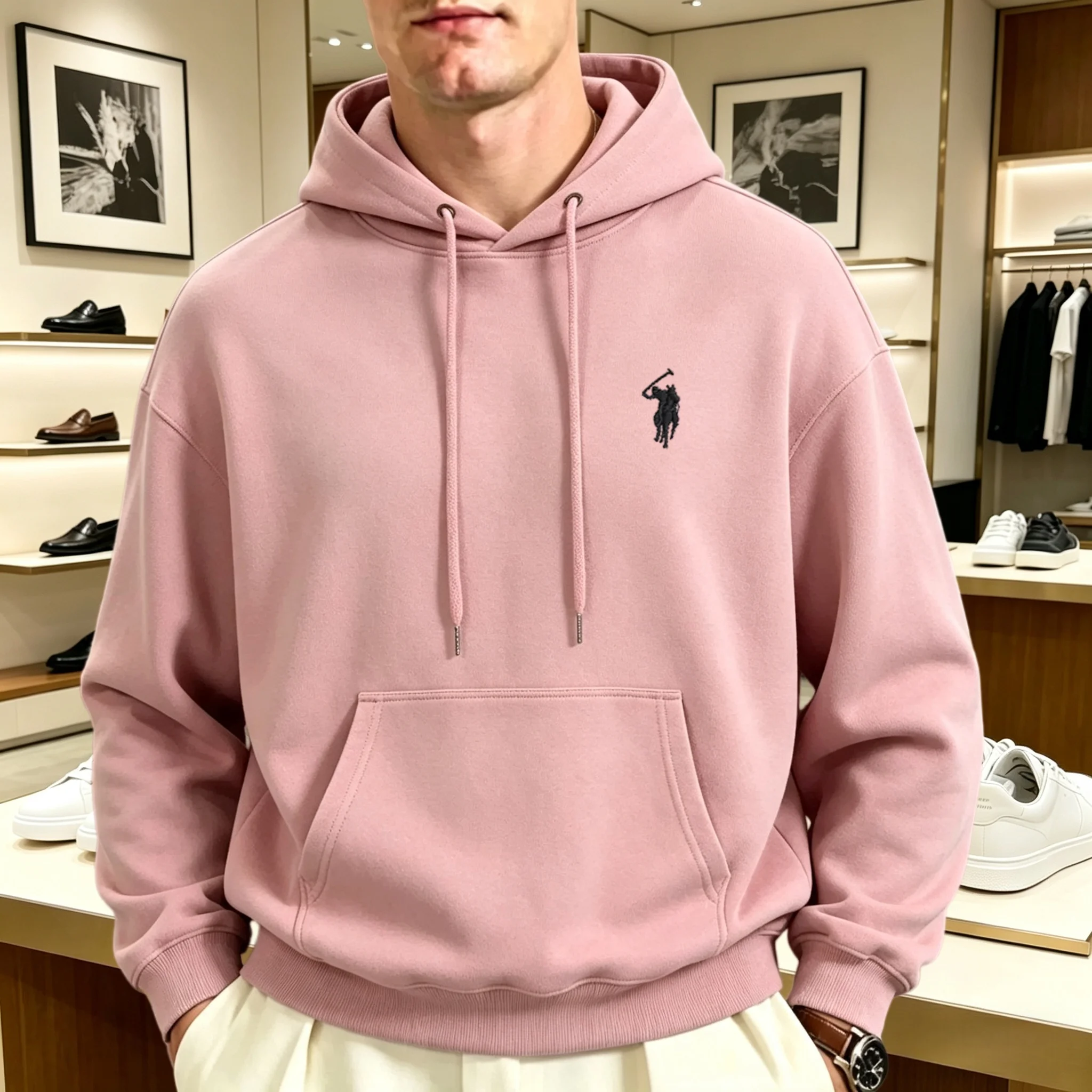 2026 schwerer, lockerer Kapuzenpullover im koreanischen Stil für Herren und Damen, langärmelig, Herbst, High-End-Marke, bestickter Boutique-Pullover – Detail 10