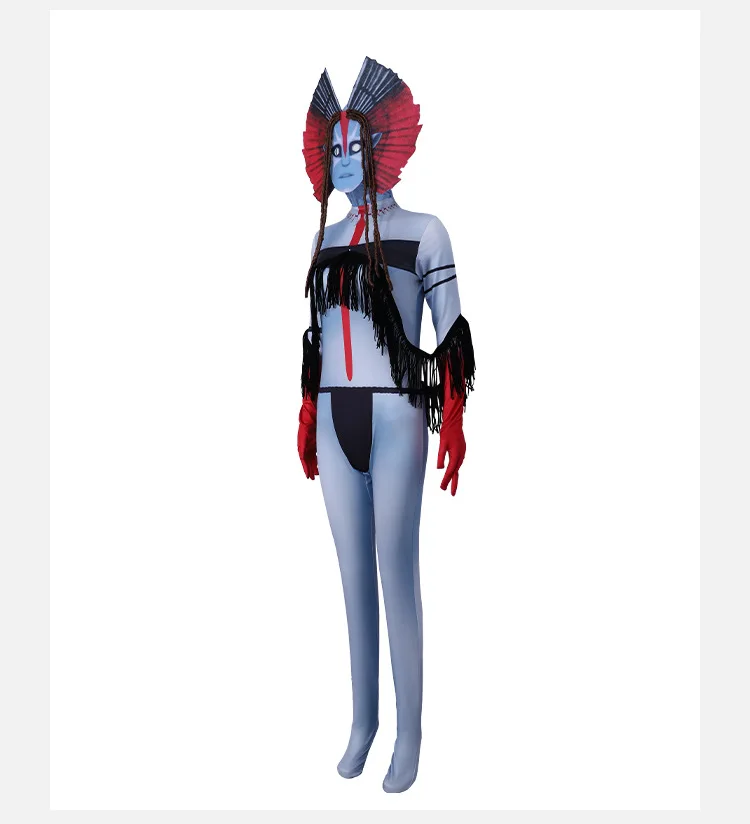 Avatar 3 Cosplay Costume Fire and Ash Navi Neytiri Women Polyester Jumpsuit Halloween Cosplay Bodysuit Set For Adult