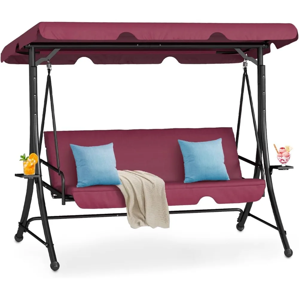 

Outdoor Patio Swing Porch Swing with Adjustable Canopy and Removable Cushions, Perfect for Patio, Backyard, Garden