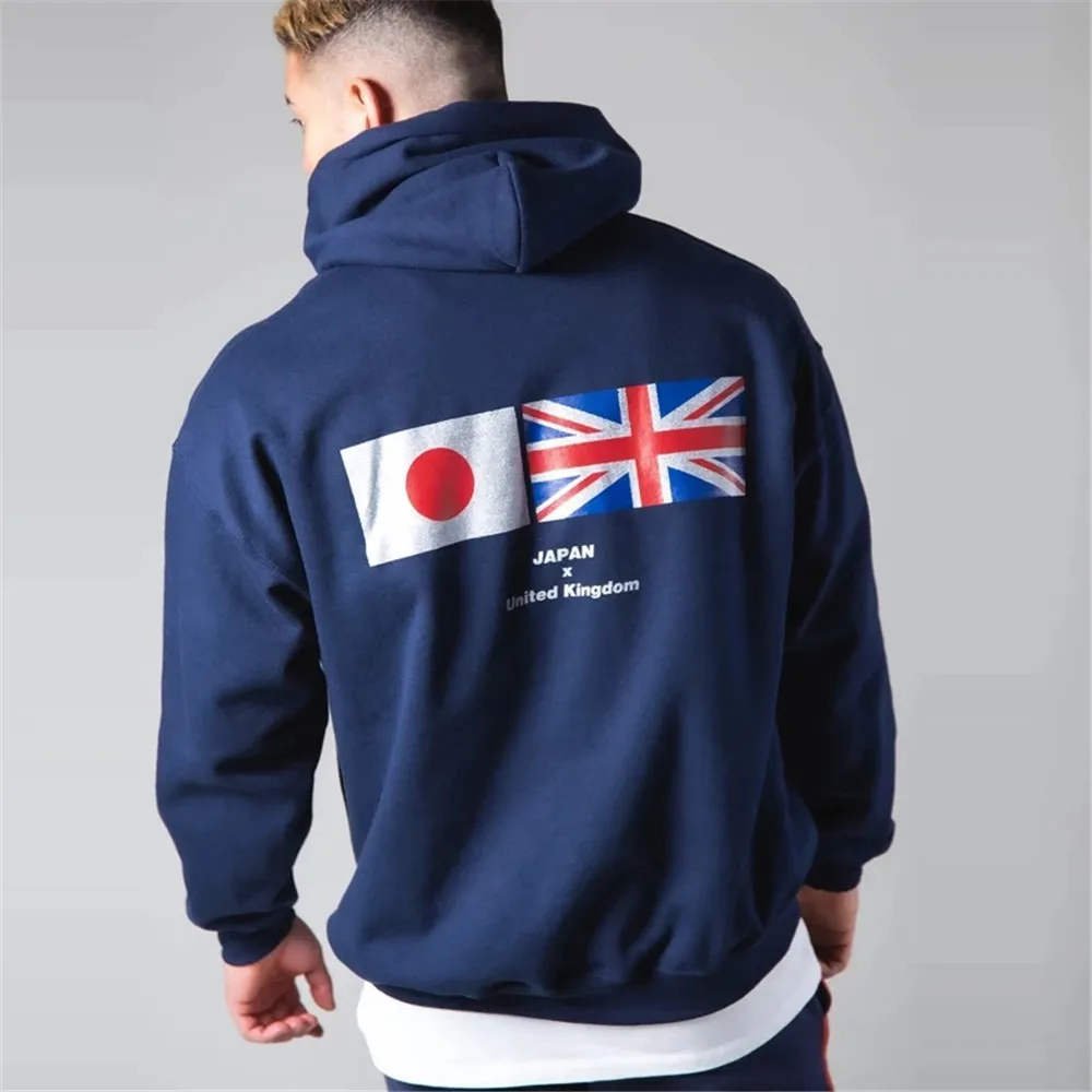 JAPAN New Running Jacket Men Sports Hooded Sweatshirts Autumn Outdoor Gym Jogging Sportwear Cotton Mens Hoodies Windbreaker Coat