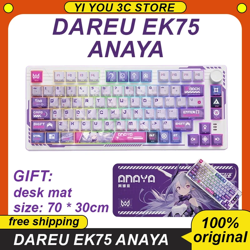 

Dareu Ek75 Anaya Mechanical Keyboard Elia 3 Mode Wired 2.4g Wireless Bluetooth Hot Swap 75% 80keys Rgb Customized Gamer Keyboard