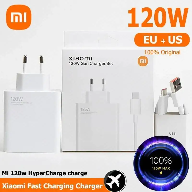 120W For Xiaomi-Fast Charger Mi 12T 13T 12 14 Pro,Turbo Charger, 6A Cable For Redmi K70 K60 K50 POCO F4 F5 X4 X5 GT Pro