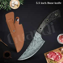 Forged Boning Knife Butcher Knife Stainless Steel Kitchen Knife for Meat Bone Fish Fruit Vegetable Chef Knife Serbian Style