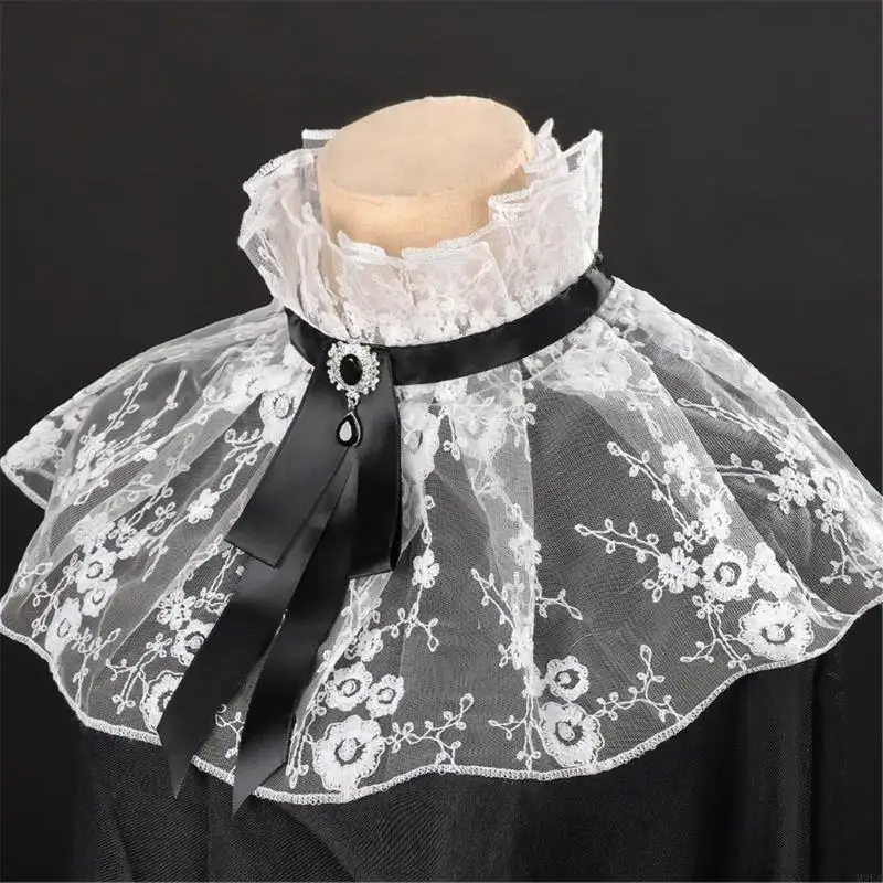2026 New Victorian Detachable Collar Soft Linen Neckwear Ruffle Collar For Formal Occasion Celebration Stage Performances Props
