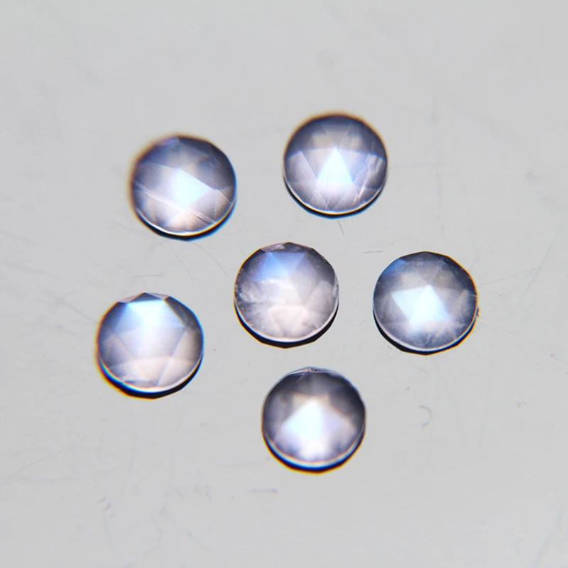 Natural Blue Fire Moonstones Round Faceted Rose Cut Flat bottom Loose Gemstones Sizes 5mm For Jewelry Making