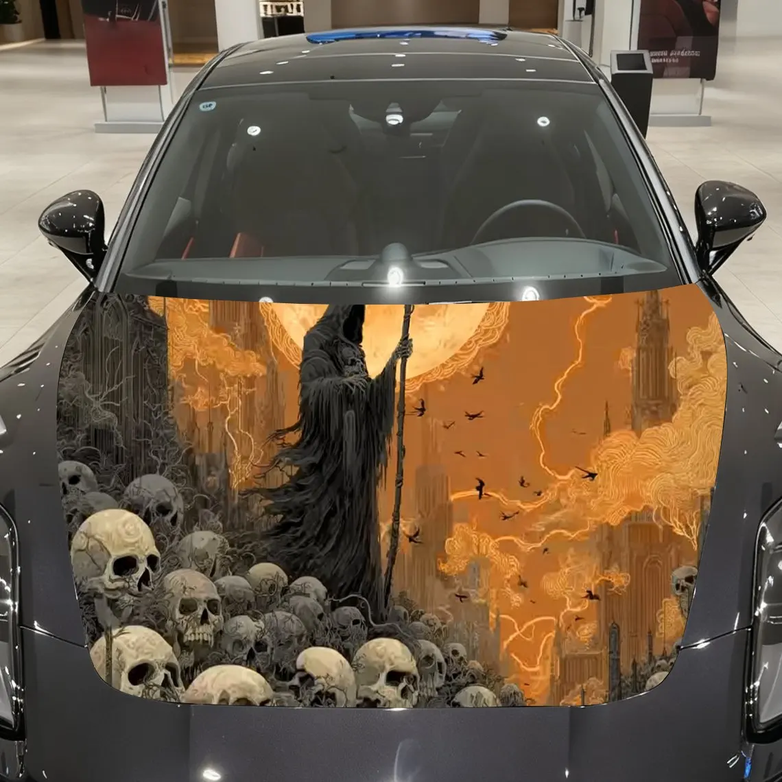 

Death God under the Moon Car hood packaging sticker, PVC material, self-adhesive waterproof, anti-slip paint, car exterior decor