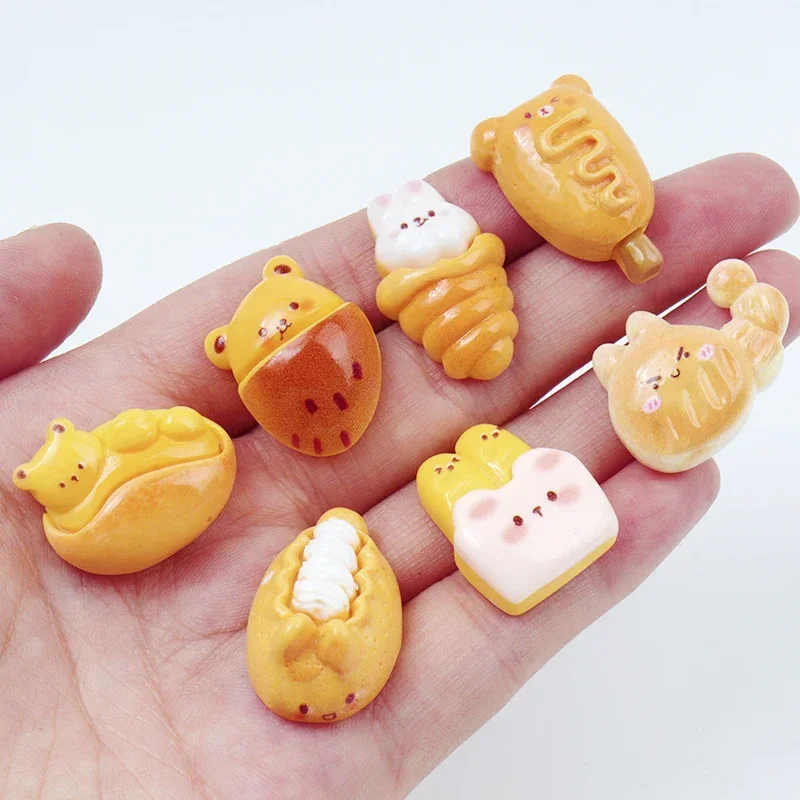 10/100pcs Kawaii Resin Bread Cake Fake Food Resin Cabochons for Doll House Decoration Crafts Making DIY Hair Clips Accessories