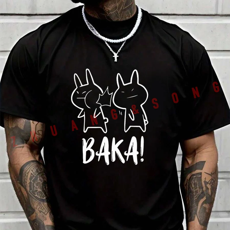 

Funny Anime Baka Design Men's Fashion T-shirt Casual Trendy Tshirts For Summer Comfortable Short Sleeve Tops