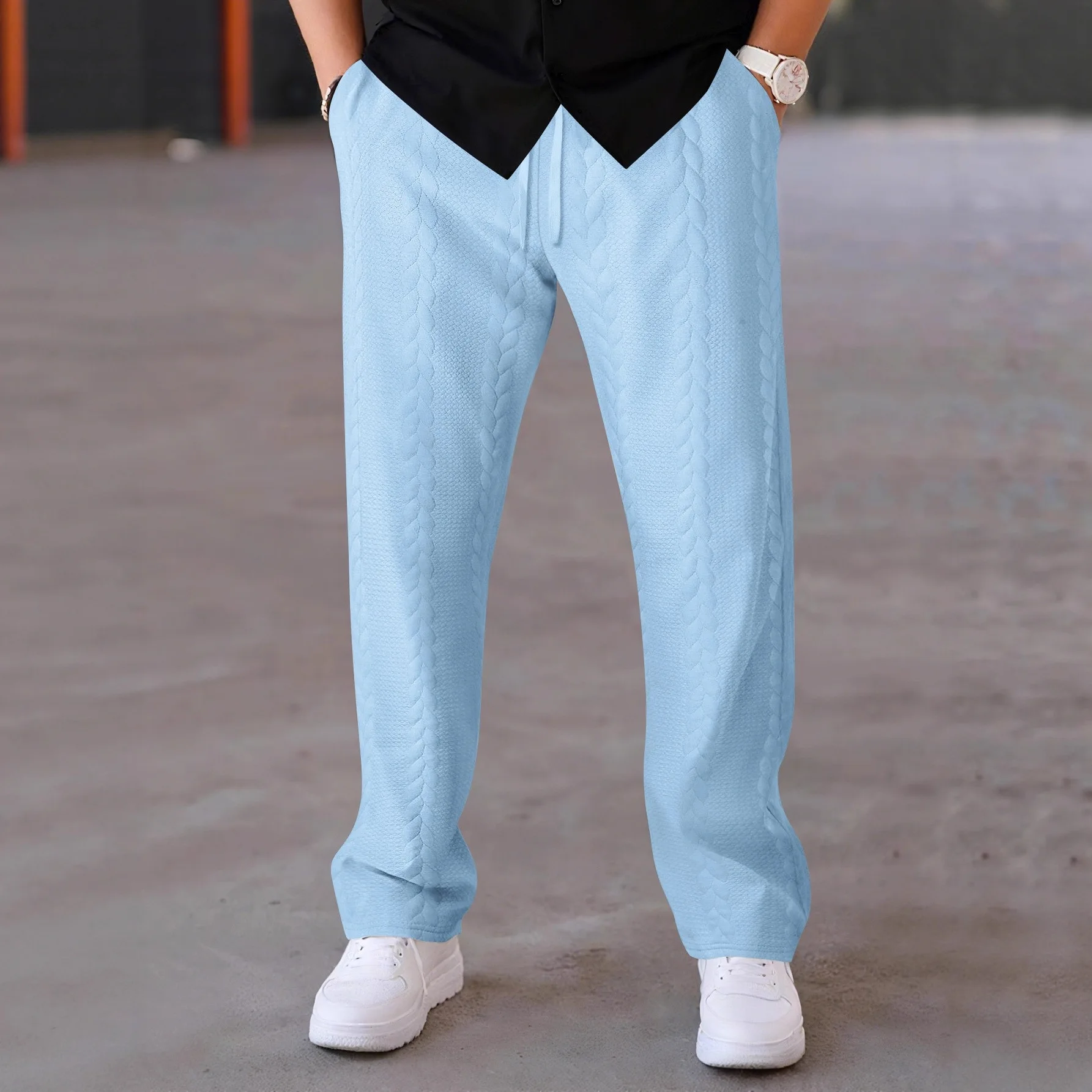 2025 New Style Men's Autumn Straight-Fitting Loose Jogging Pants Fashionable Street-Specific Comfortable Drawstring Casual Pants