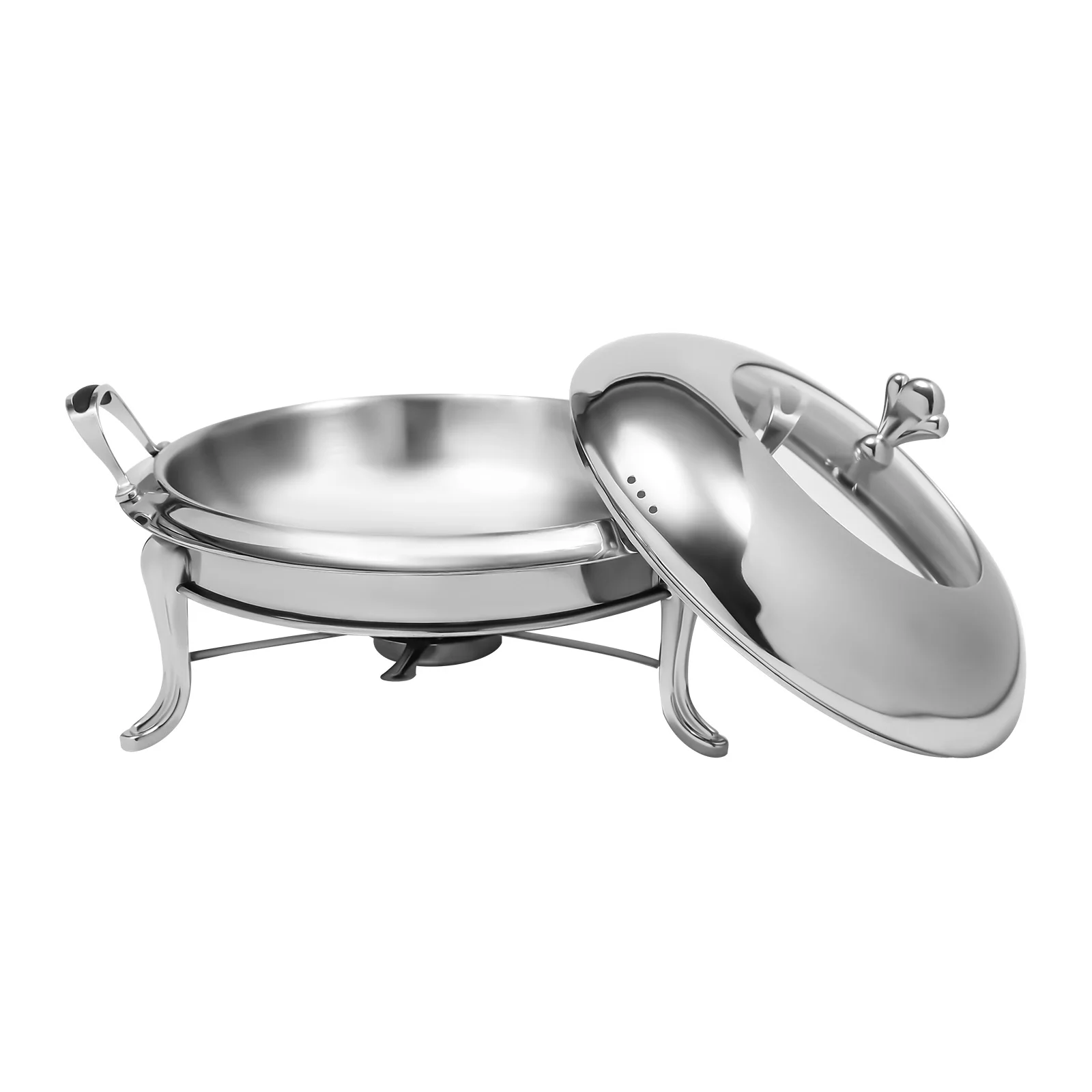 24cm Round Chafing Dish Stainless Steel Chafing Dish Buffet Chafer 2.5L Catering Chafers and Buffet Warmers with Fuel Holder