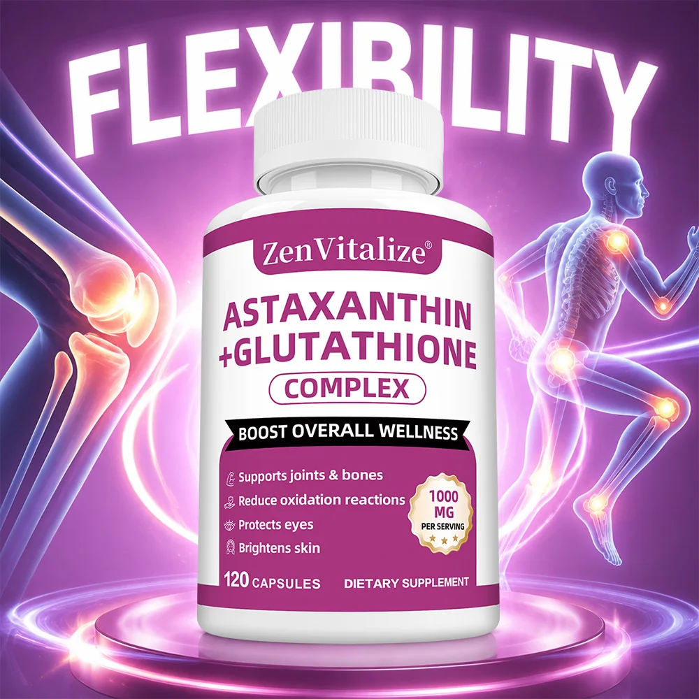 

Astaxanthin + Glutathione Complex - Antioxidant, Supports Joints & Bones, Protects Eyes, Brightens Skin