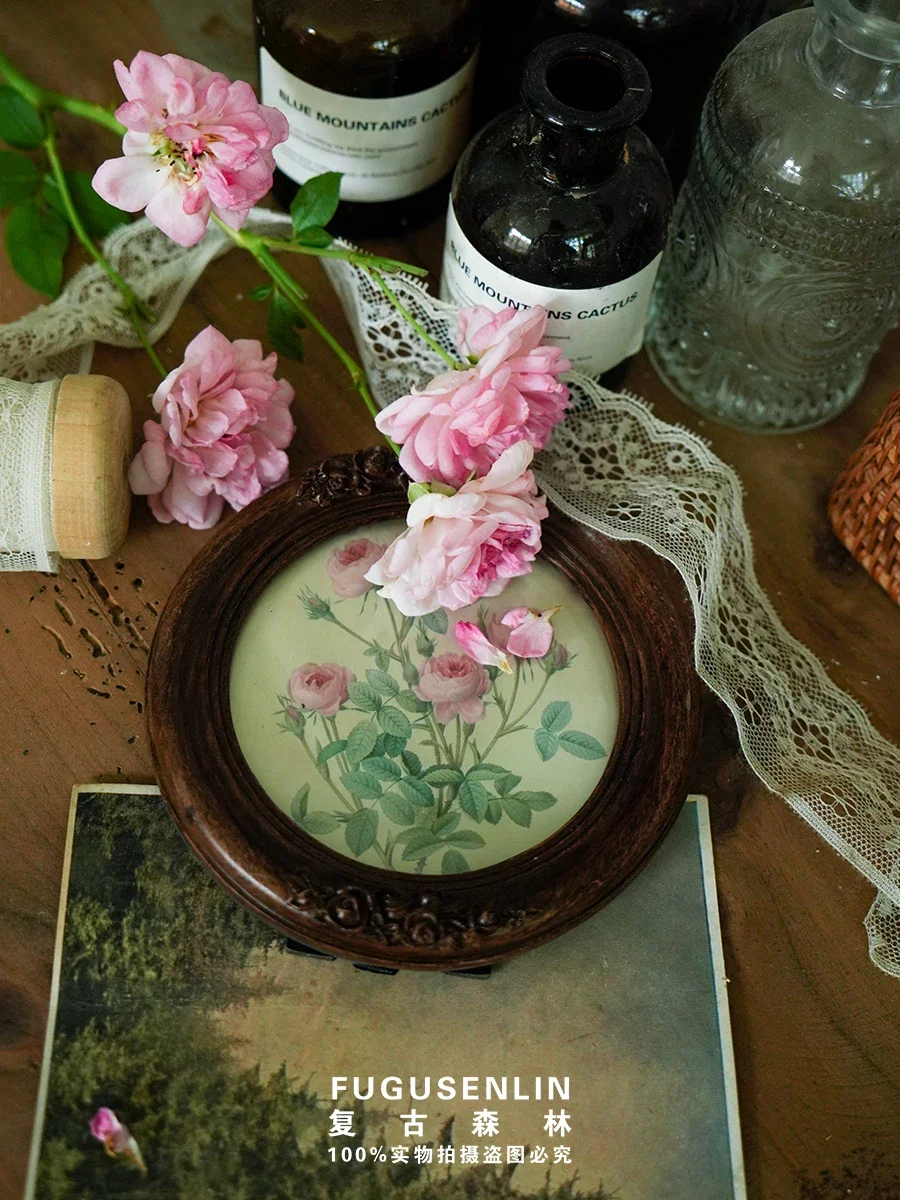 Vintage forest wood color to do old circular carved picture frame picture frame home home wall decoration art photo wall