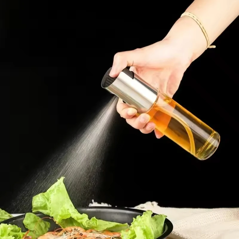 Spray de Óleo em Garrafa de Vidro, Dispensador de Óleo de Azeite para Cozinhar, Assar, Grelhar e Saladas, Utensílios de Cozinha