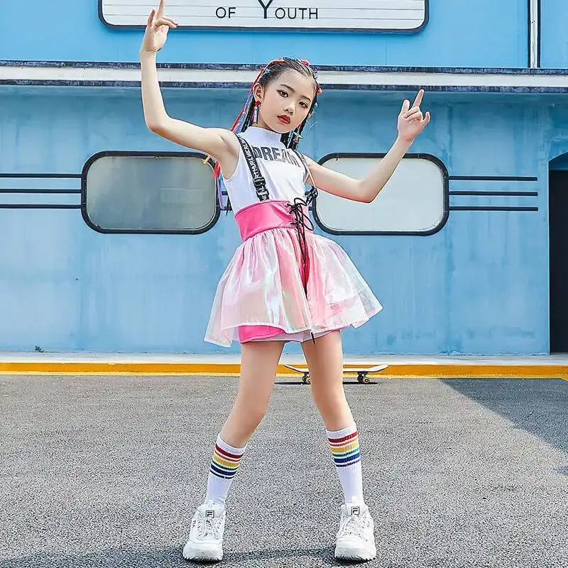 

Children Street Hip hop modern dance Girl Jazz Dance Costume performance Jazz Stage cheerleading Costume dreadlocks for Girls