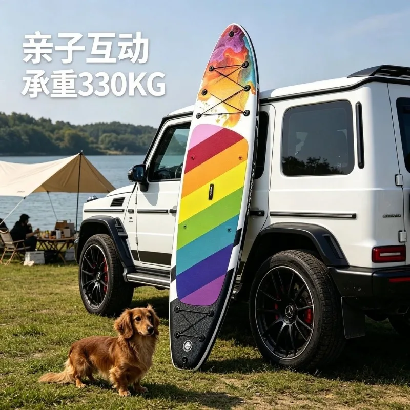 350cm Extra Long & Wide Double Layer PVC Inflatable Stand Up Paddle Board Stable Inflatable SUP Surfboard