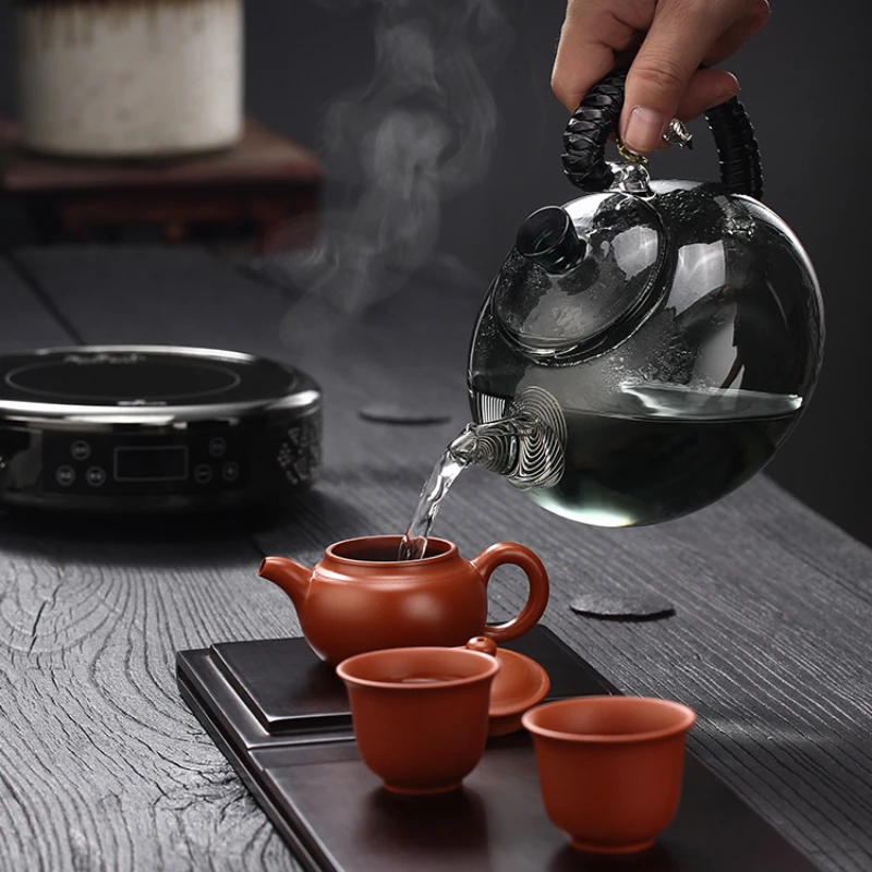 Glass Teapot Suit High Temperature Resistant Kettle Tea Making Electric Ceramic Stove Household  Tea-Boiling Stove Steam Teapot