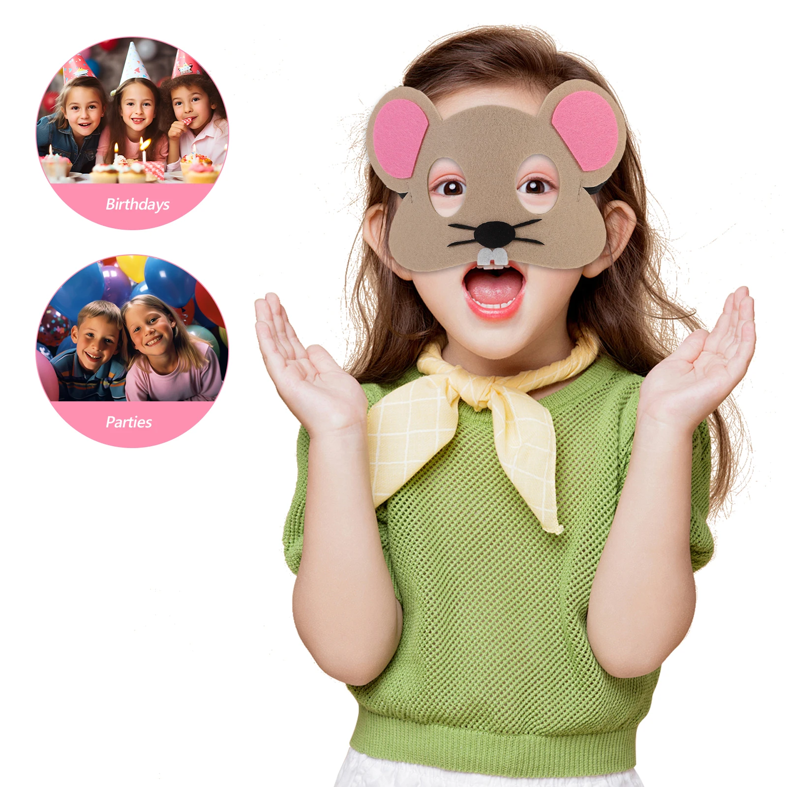 8 stuks schattig dier masker vilt zacht comfortabel oogafdekking voor verjaardag festival kostuum partij fancy dress rollenspel accessoire