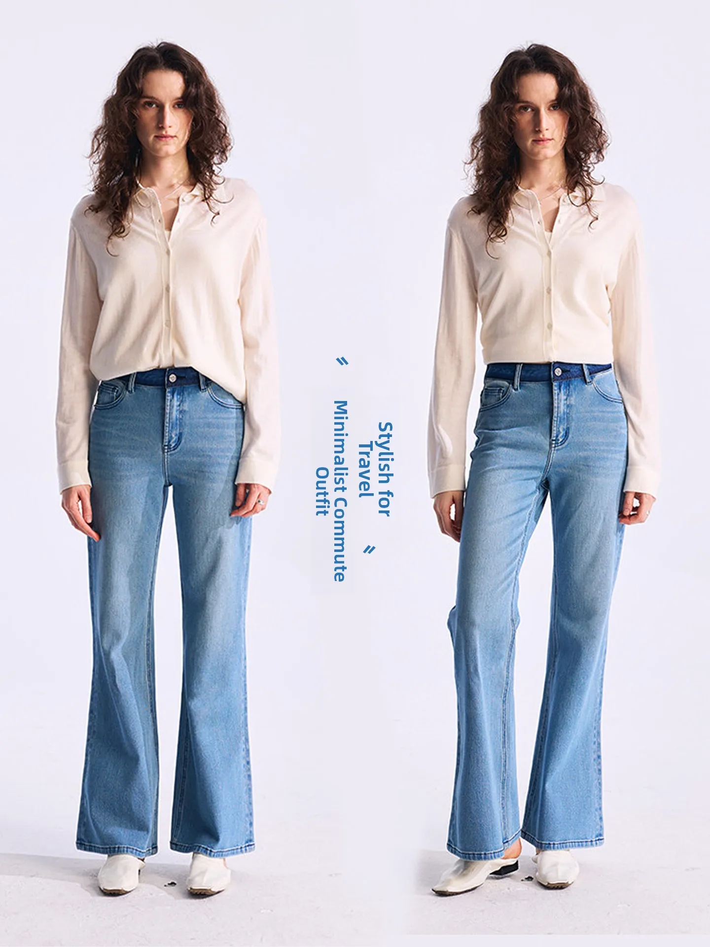 

Rightcell High Waist Slim Fit Bell Bottom Jeans Women's Spring Cotton Denim Pants Micro Stretch Luxury Style All Seasons
