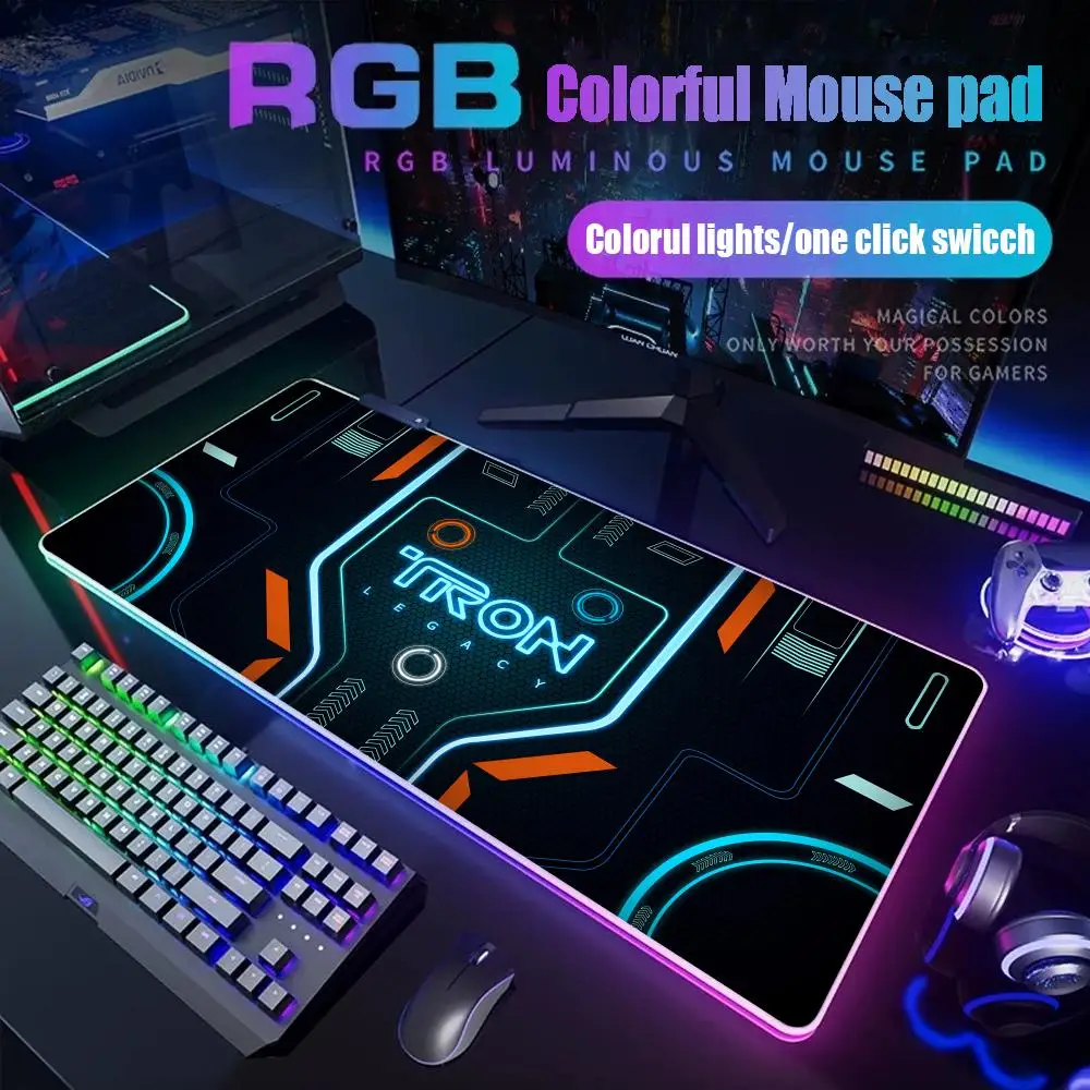 

Игровой коврик для мыши Game Tron Legacy с RGB-подсветкой, большой коврик для стола, аксессуары для геймеров, коврик для мыши с LED-подсветкой