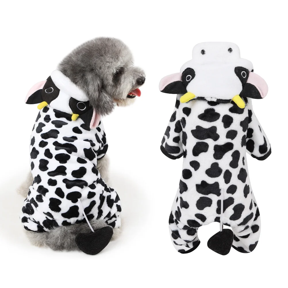 

Pet Dog Halloween Milk Cow Costume Jumpsuit Small Puppy Warm Clothes Birthday Photo Shoot Outfit Pet Outfit Dog Clothes