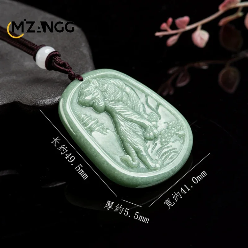 قلادة نمر الأبراج الطبيعية للرجال والنساء ، منحوتة يدويًا ، رائعة عالية الجودة ، بذور الفول ، قلادة اليشم ، هدية العيد #4