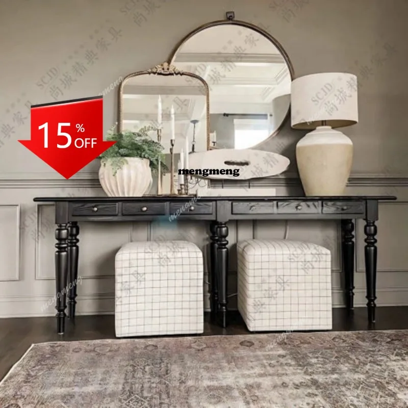 

B178 American retro solid wood entrance table hall entrance table entrance cabinet