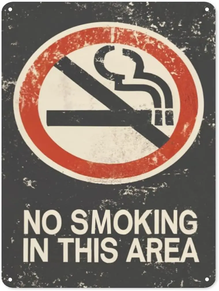 No Smoking In This Area Tin Sign Retro Funny Metal Signs Warning Signs for Vintage Bar Garage Home Bedroom Man Cave Decor 8 sign