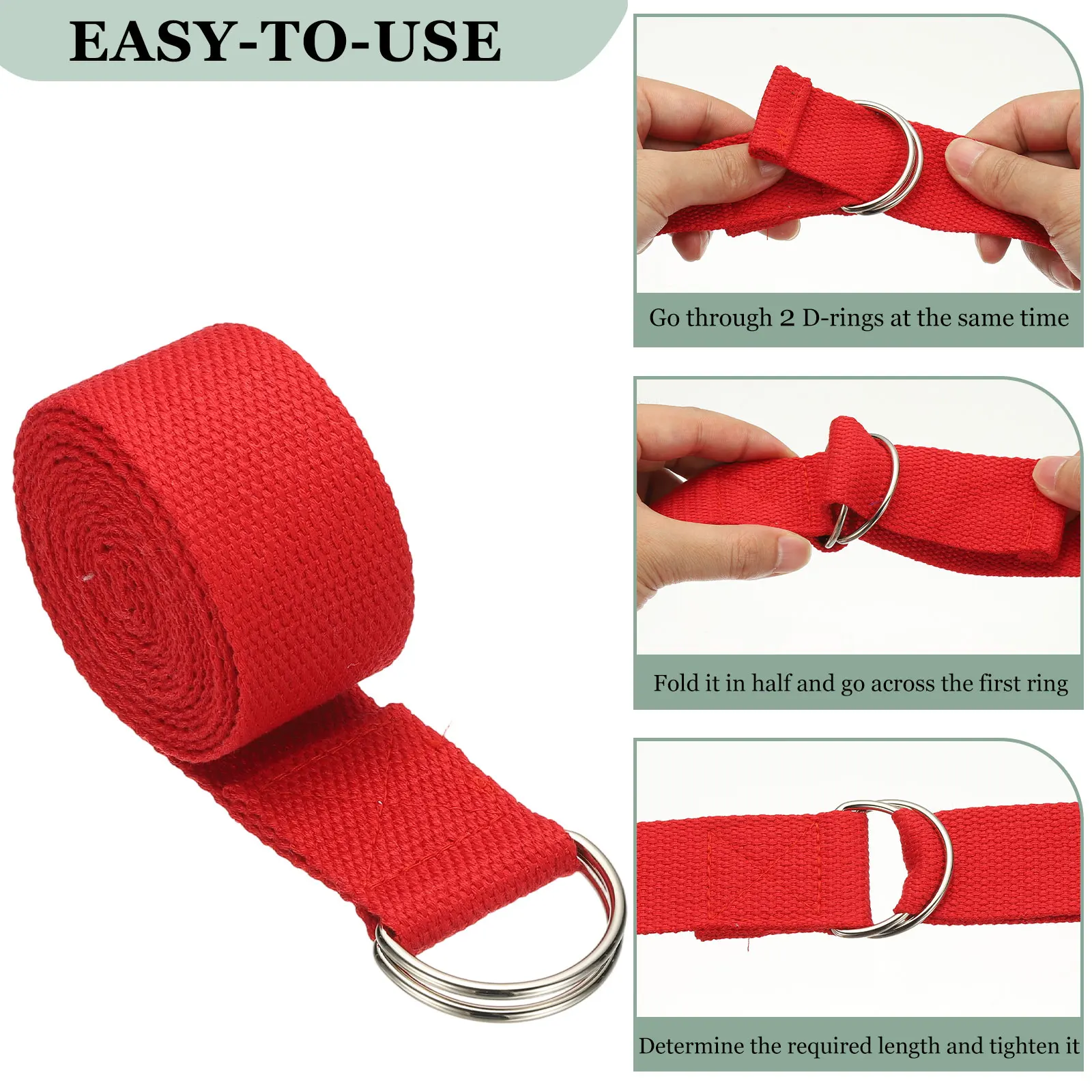 Yoga Strap for Stretching 1.8/2.5/3.2meter S/M/L Athletic Stretch Band with Adjustable Metal D Ring Buckle Yoga Bands Exercise