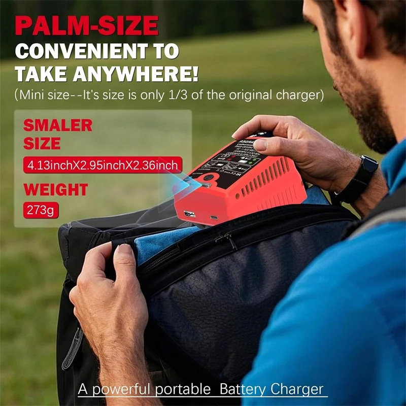 شاحن بطارية لميلووكي 18 فولت 48-59-1802 48-11-1850 48-11-1880 شاحن بطارية سريع مع منافذ إخراج USB ونوع C