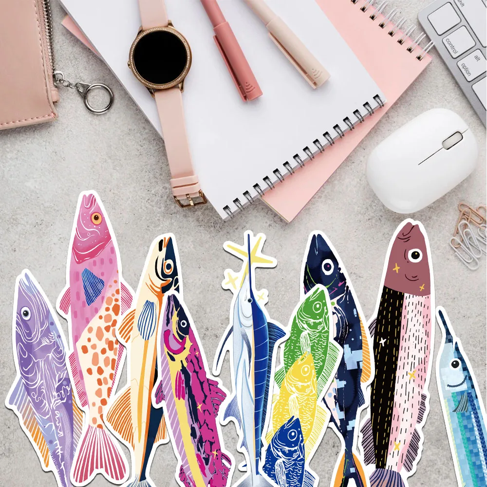 30pcs Handwritten Fish Bookmarks Reading Pages Books Tagged Students Stationary Supplies DIY Aesthetic Bookmarks Paper Cards