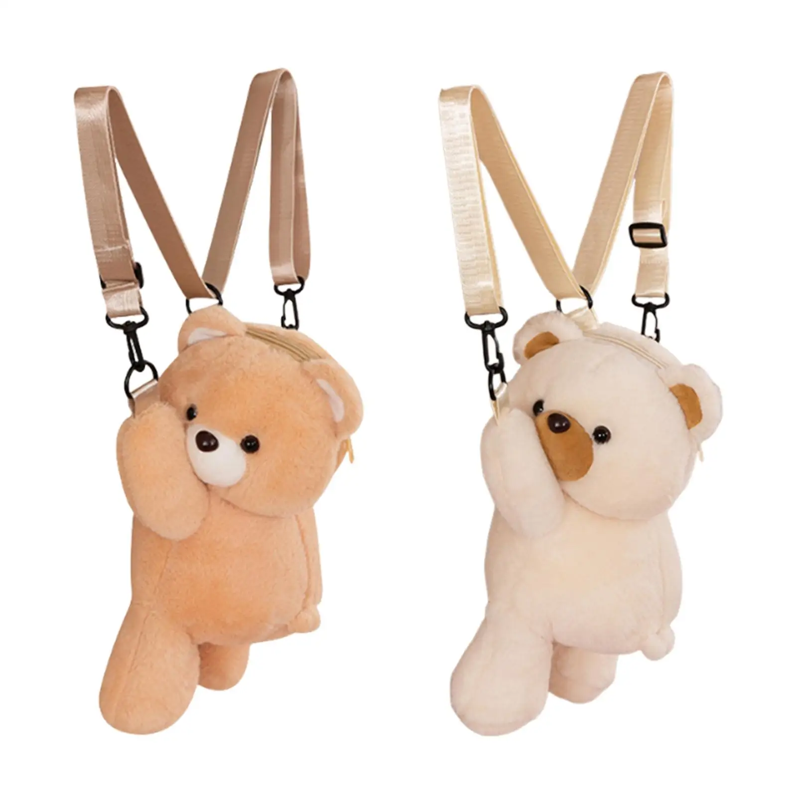 Cute Plush Bear Backpack Stuffed Animal Bookbag Casual Double Shoulder Bag for Girls Women Trendy College Daypack