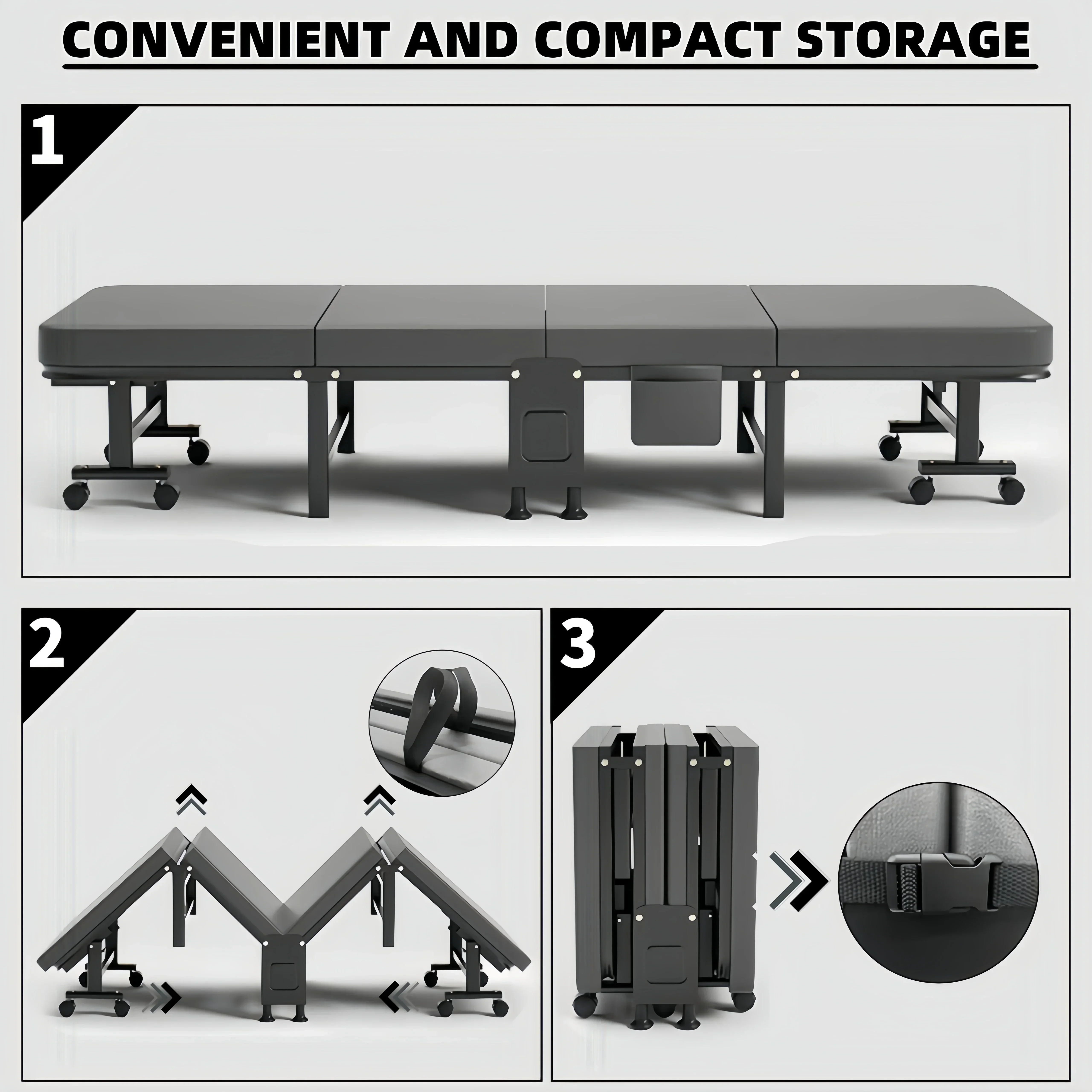Folding Bed Office Lunch Break Household Four-fold Bed Sponge Sofa Escort Camp Bed