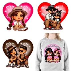 Cute Spanish Girl old School Chicano Cholo Love Couple Valentine Iron On DTF Heat Transfer Stickers pronto per la stampa per l'abbigliamento