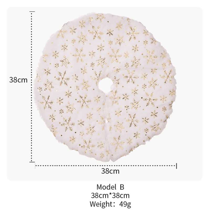 Christmas Decorations, Mini Christmas Tree Skirt, White Tree Surround with Snowflake Sequins for Holiday Atmosphere Layout Gift
