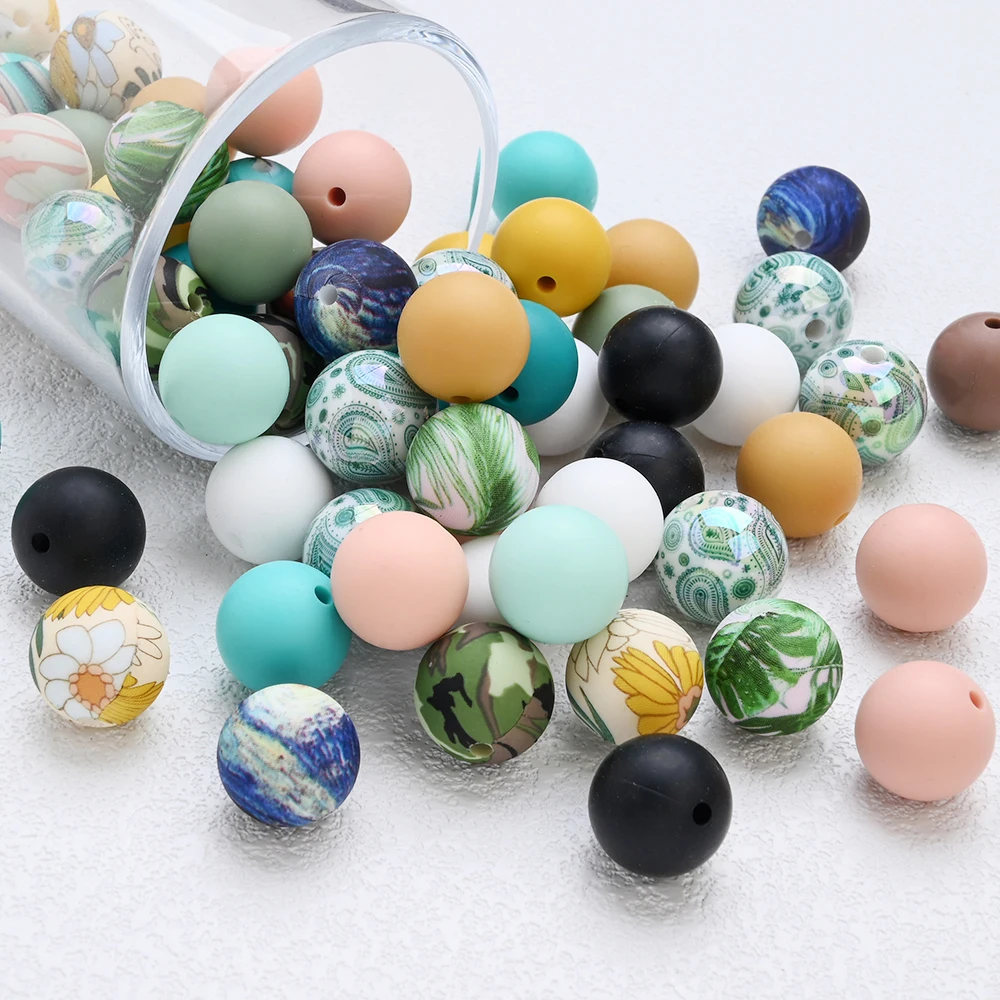 30Pcs 15mm Round Silicone Beads Multicolour BPA-Free Beads For Jewelry Making DIY Pacifier Chain Bracelet Accessories