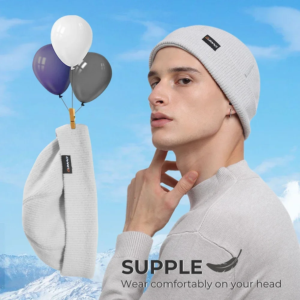 Chapéu do Beanie de malha térmica macia, Bonnet Monocromático, Boné Quente, Headwear para Tempo Frio, Corrida, Esqui, Caminhada, Outono, Inverno