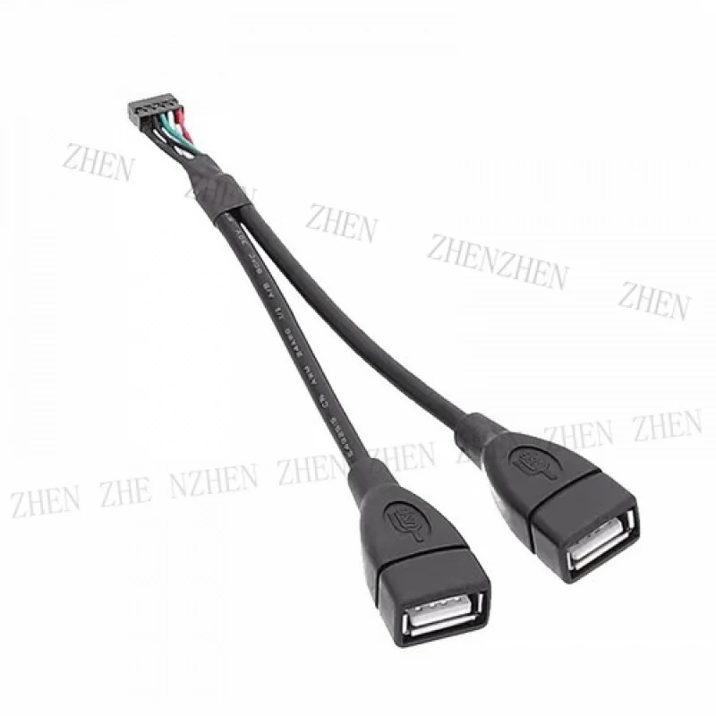 Y Y Dupont 2.0mm Mini 9Pin 10Pin Motherboard F Header To Dual USB F Adapter Cable