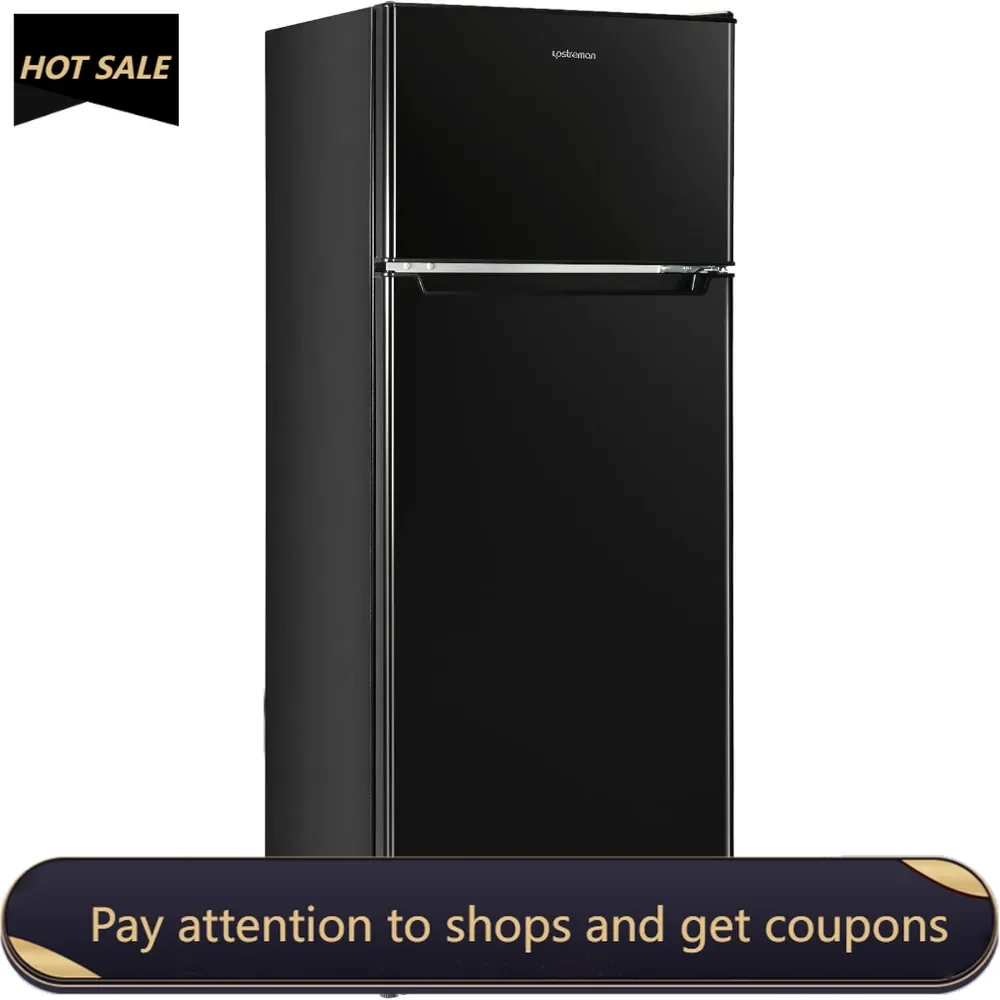 7.7 Cu.Ft. Refrigerator with Freezer, Double Door Refrigerator, Adjustable Thermostat, Large Capacity, Reversible Door Swing