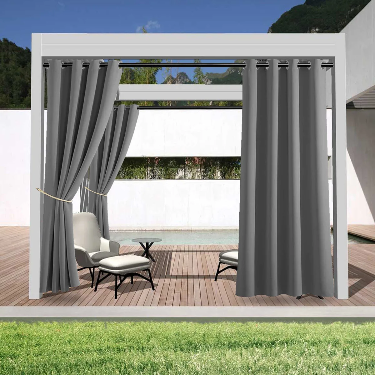 1PC, Outdoor Curtains, Waterproof Outdoor Privacy Curtain With Grommet Top, For Porch, Pergola, Cabana, Patio Decoration