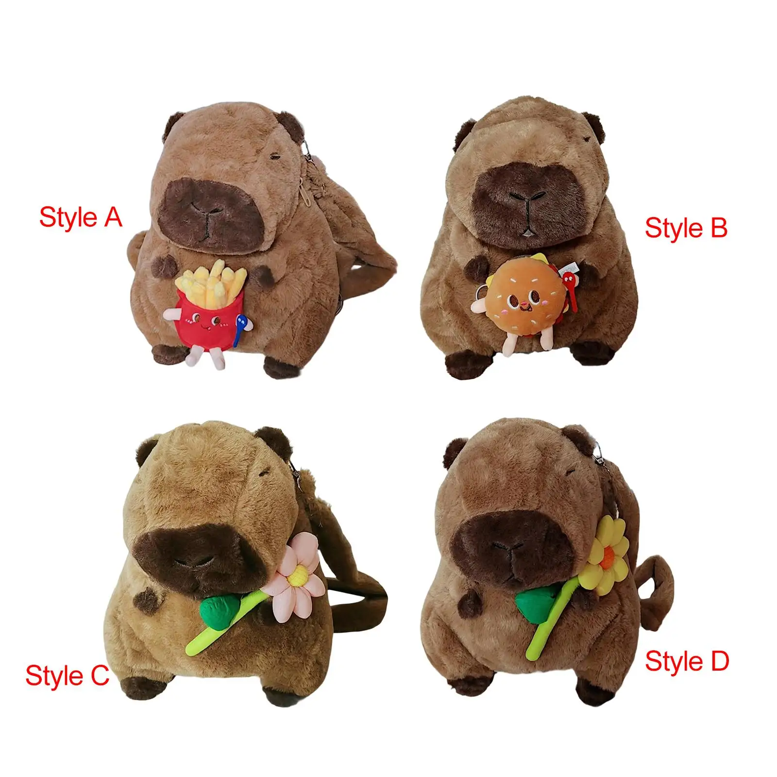 Capybara Backpack Cartoon with Removable Adjustable Strap Casual Plush Animal Backpack for Outdoor Street Travel Party Adults