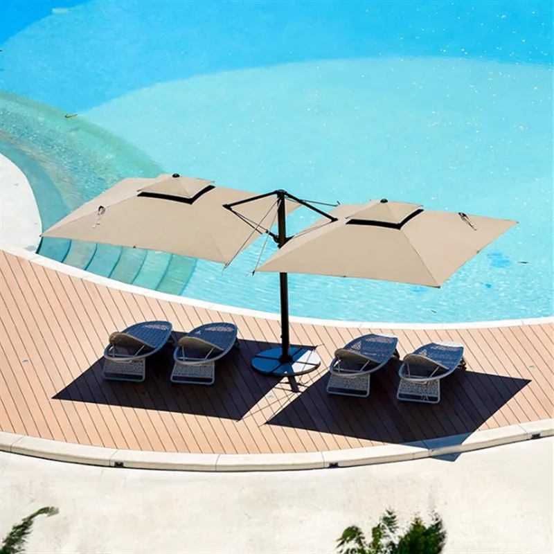 Purple leaf outdoor parasol double-headed umbrella, large commercial sun umbrella