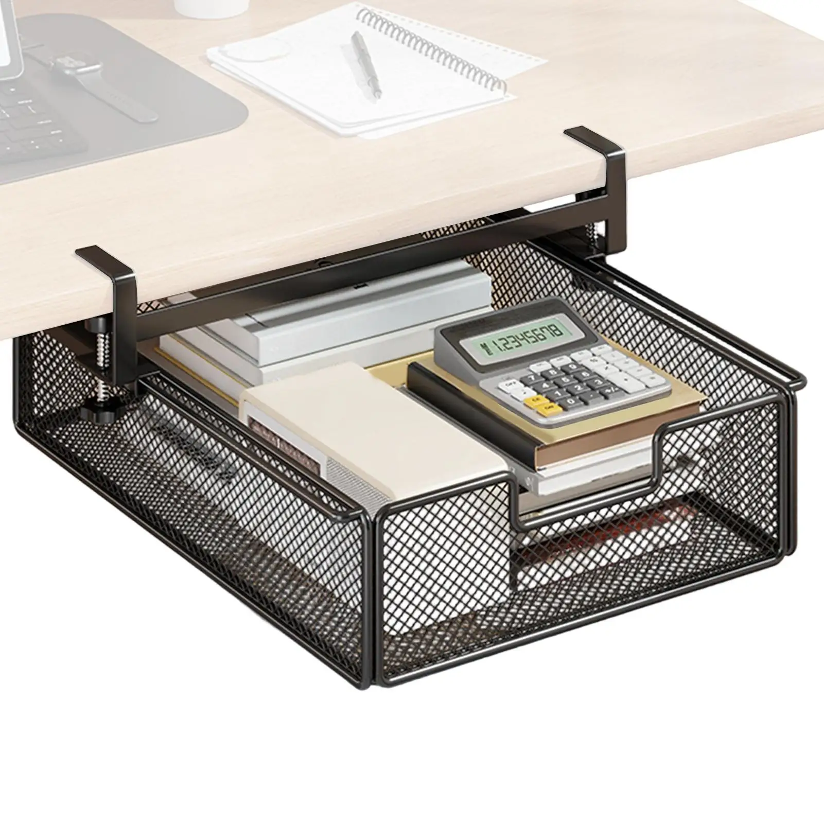Untertischschublade mit Stange, unsichtbare Aufbewahrungsbox unter dem Schreibtisch, Werkzeug zur Arbeitsplatzumgestaltung, seitliches Regal für den Studentenschreibtisch