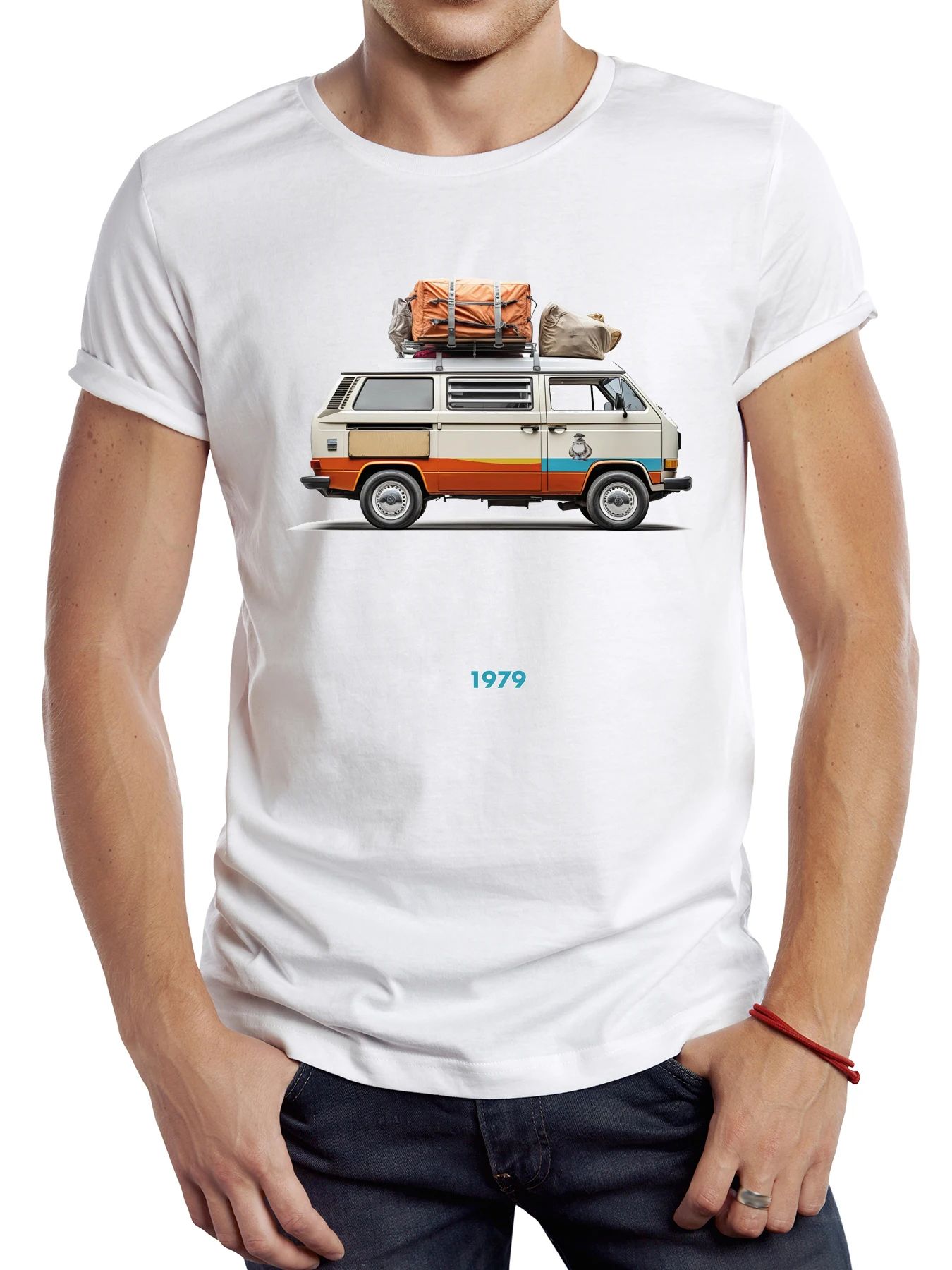 TEEHUB Vintage Campervan Men T Shirt Casual Van Life Male Tops Hipster Retro Camper Bus Package Printed Tee