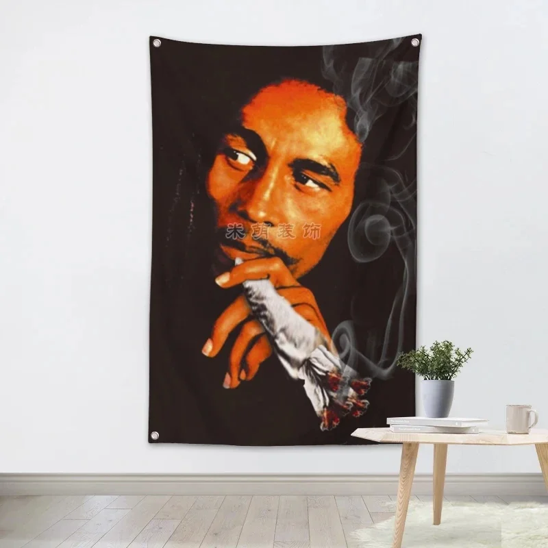 

Jamaica Reggae Large Rock Flag Banners Four-Hole Wall Hanging Painting Bedroom Studio Party Music Festival Background Decor