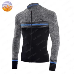 Spiukful Winter Thermal Fleece Cycling Clothes Men Long Sleeve Jersey Outdoor Riding Bike Mtb Clothing Warm Fleece Top Quality