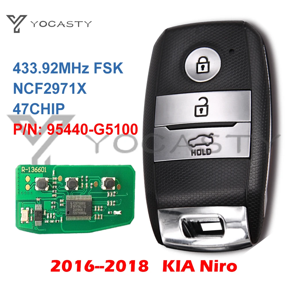 

YOCASTY 95440-G5100 For KIA Niro 2016 2017 2018 ID47 Passive Proximity Keyless Entry Go Smart Car Remote Key Fob 433MHz