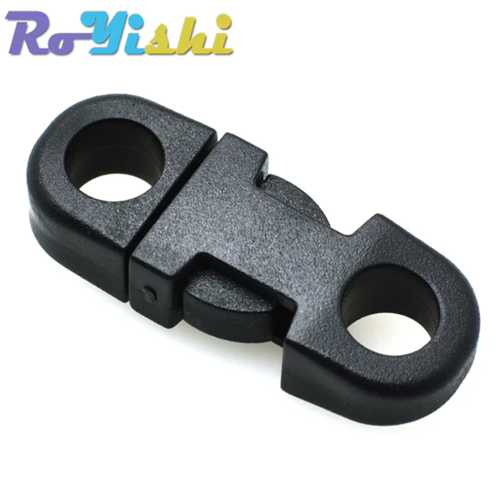 10 Pcs/Pack 5mm Hole's DIA Straight Flat Side Release Plastic Buckles for Mobile Phone Paracord Black