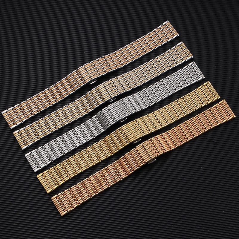 12mm 14mm 16mm 18mm 20mmLadies Stainless Steel Buckle Mesh Belt Watch Strap Ultra-thin Steel Bracelet Small Size Width Chain