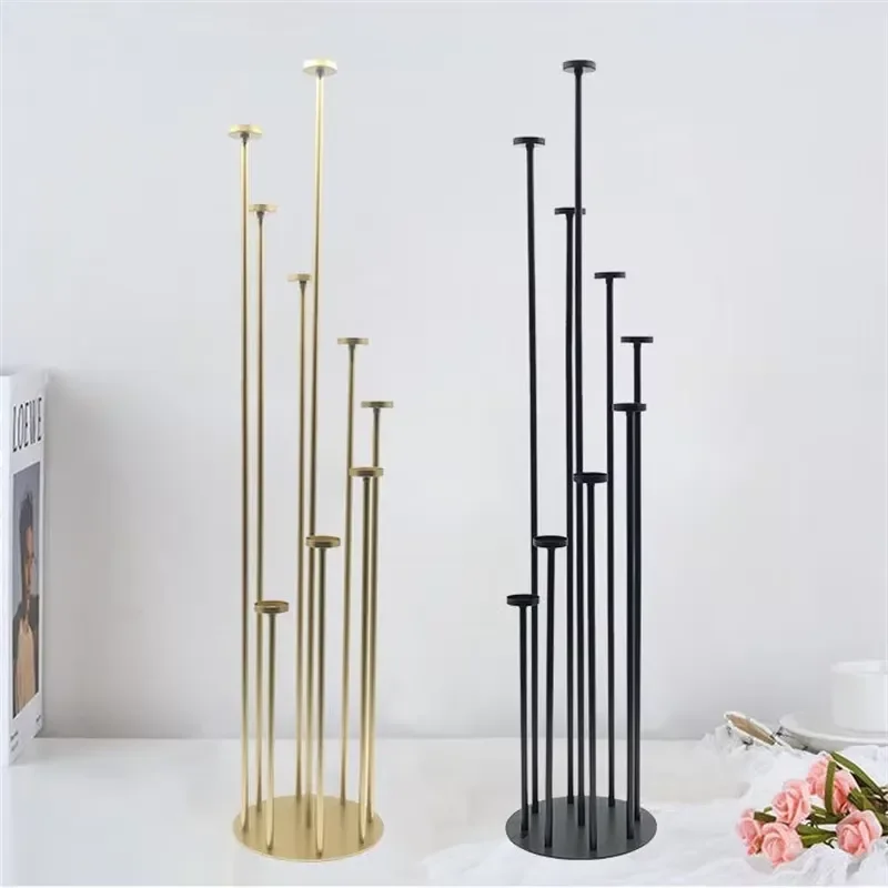 Iron European Style 9 Heads Spiral Candelabra Candle Holder Transparent Gold Portable Christmas Wedding Flower Stand Table